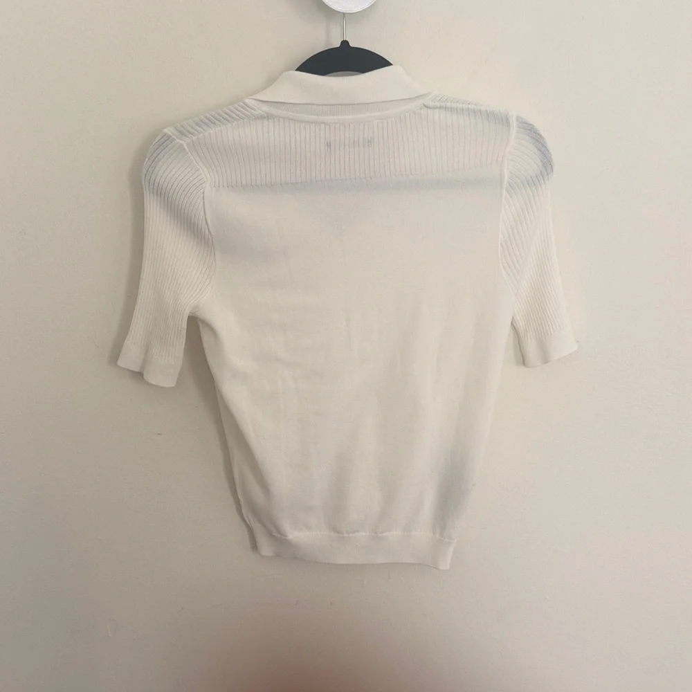 Ivory Ribbed Polo Top - Picture 3 of 3